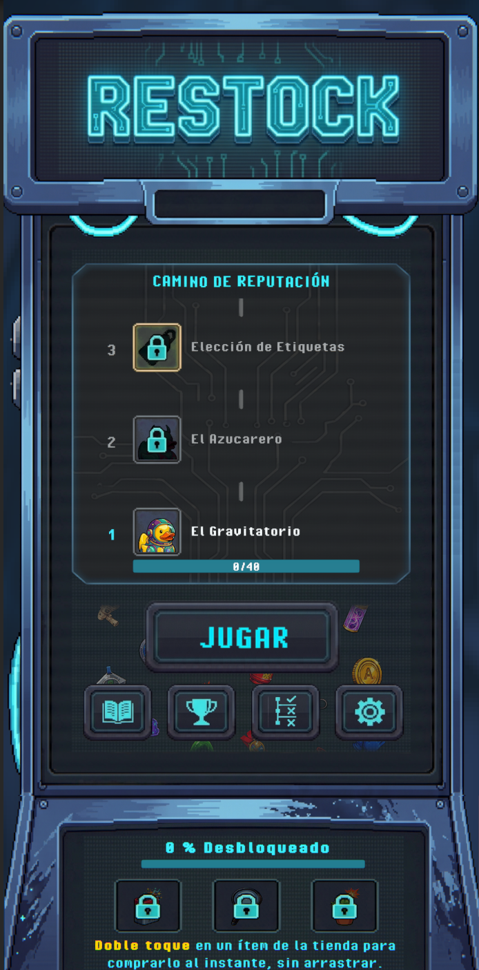 Menú principal de Restock